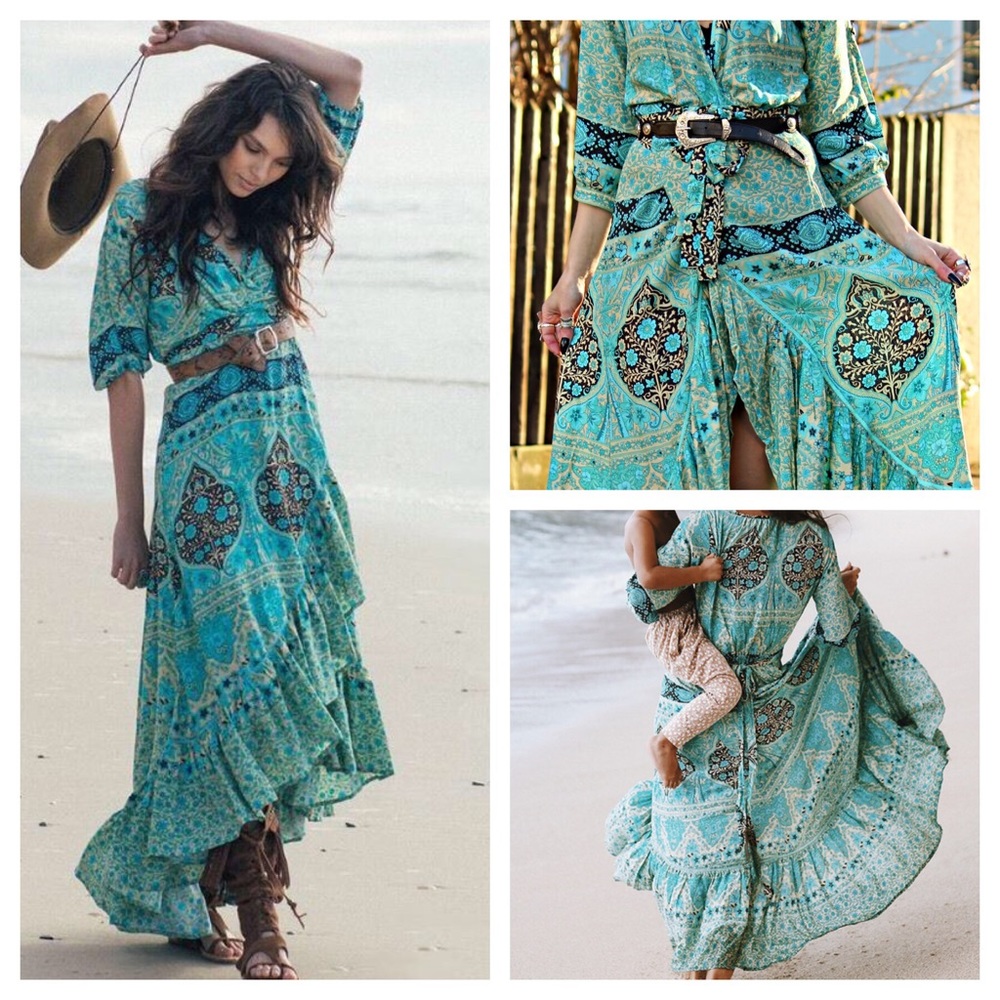 Spell Aloha Fox Wrap Dress in Mermaid 🧜‍♀️ - Picture 5 of 9